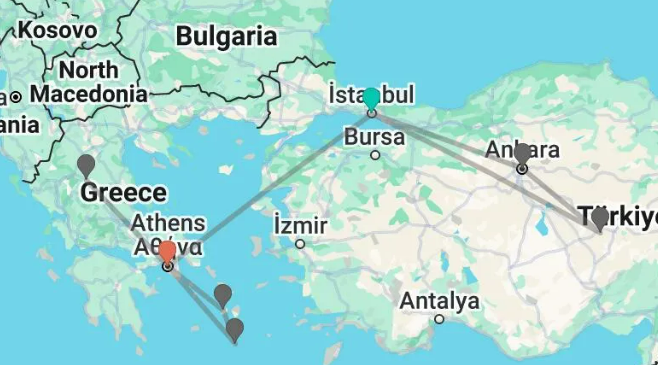 Best of Greece Tour Package Map