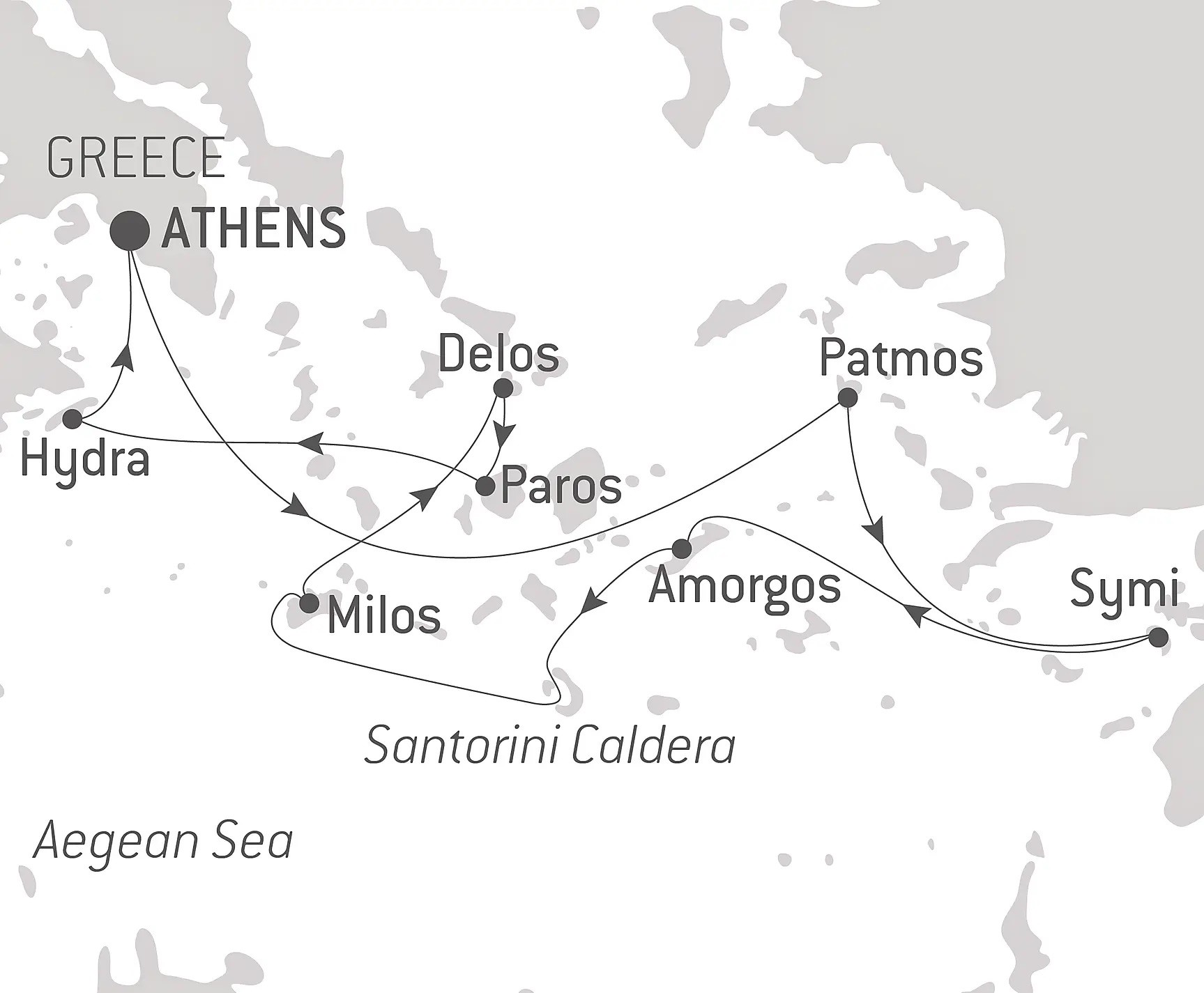 Map of luxury Ponant Cruise through the Greek Islands with Traveldream